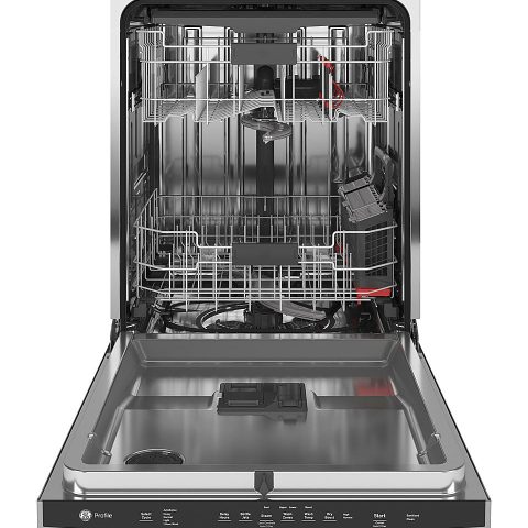 GE Profile - Top Control Built-In Dishwasher with Stainless Steel Tub, 3rd Rack, 45dBA - Black stainless steel