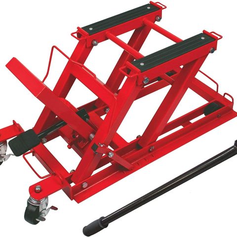 Big Red Hydraulic Powersports Lift Jack (Motorcycle, ATV, UTV, Snowmobile): 3/4 Ton (1,500 lb) Capacity,Red,W6407